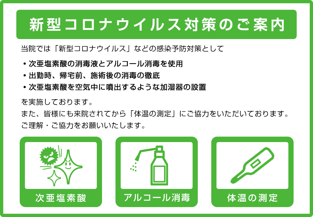 新型コロナウイルス対策のご案内